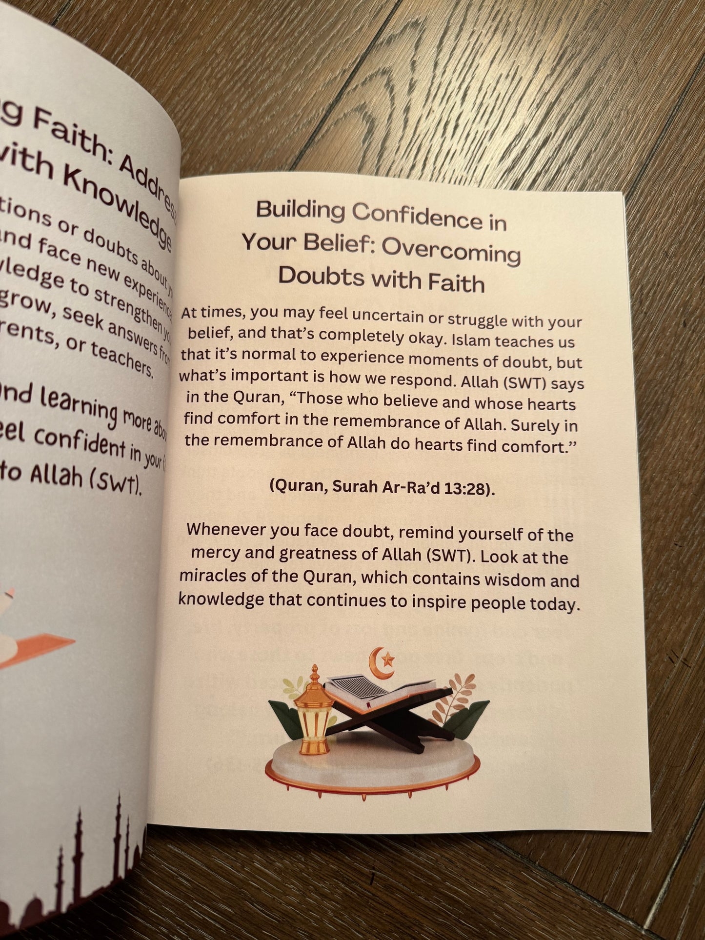 Page from the book offering tips on building confidence