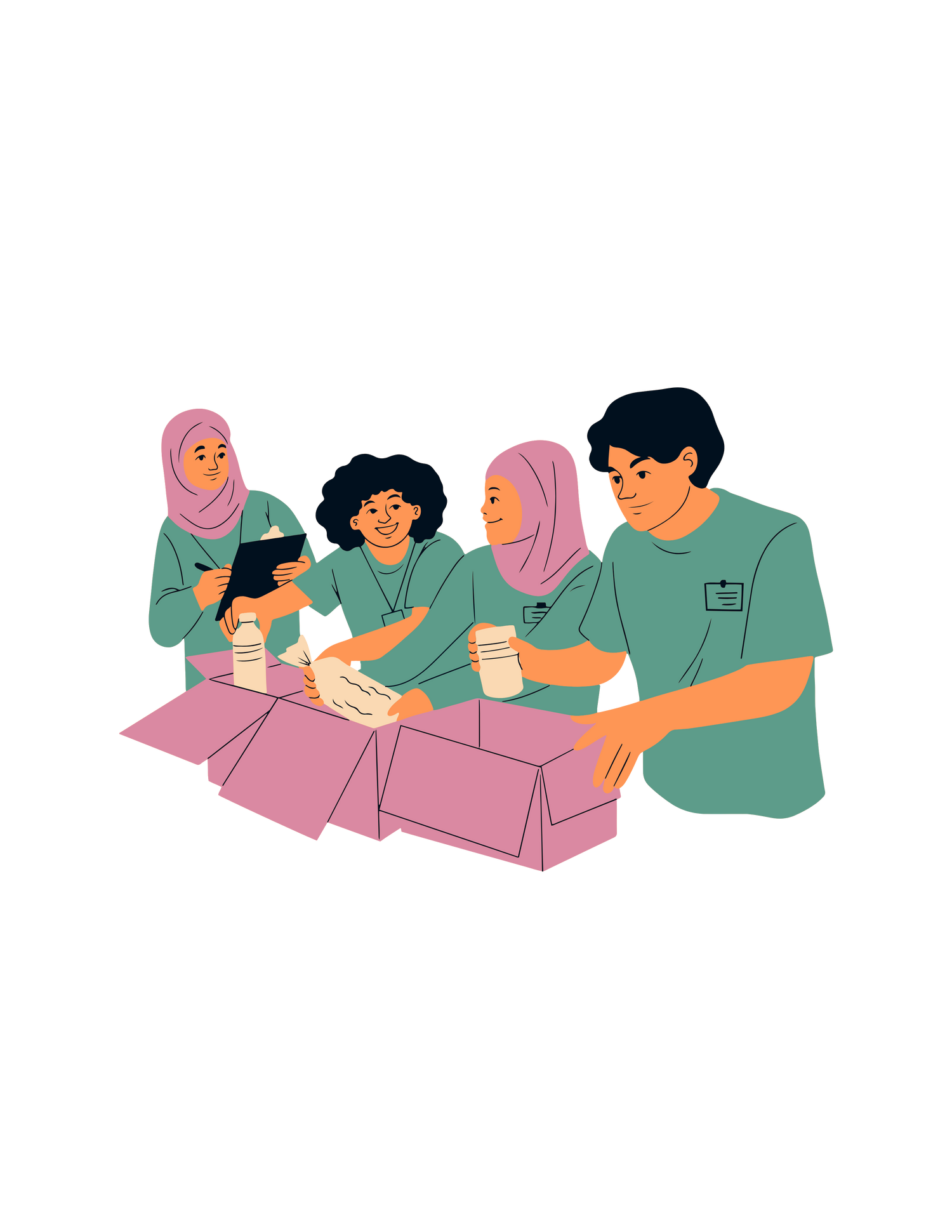 Image of a group putting food into a box
