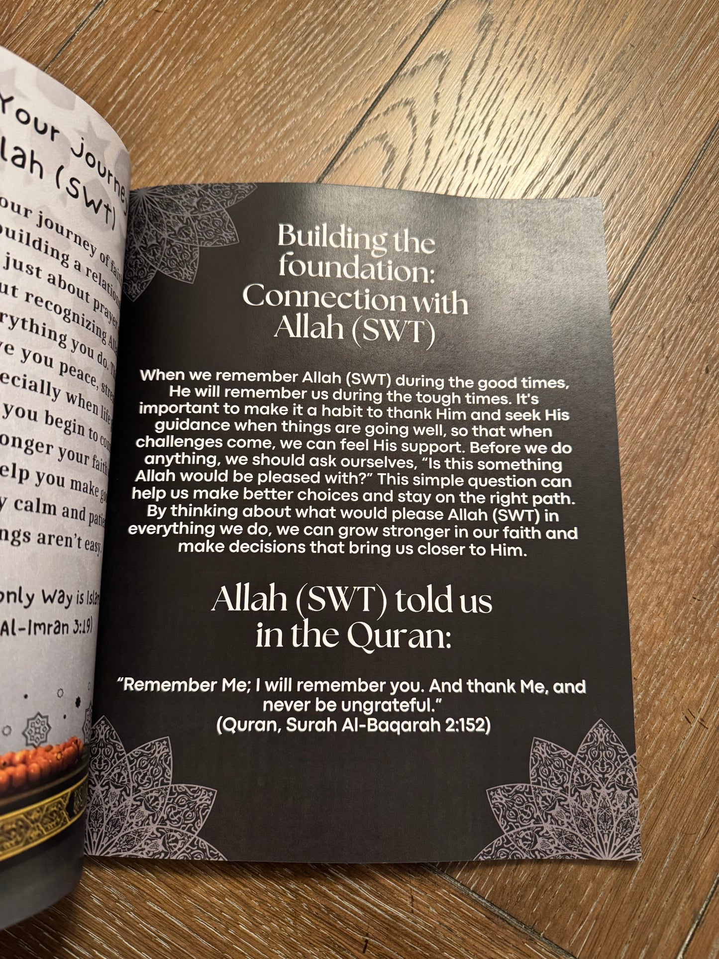 Page from the book showing how to begin your journey with the Quran
