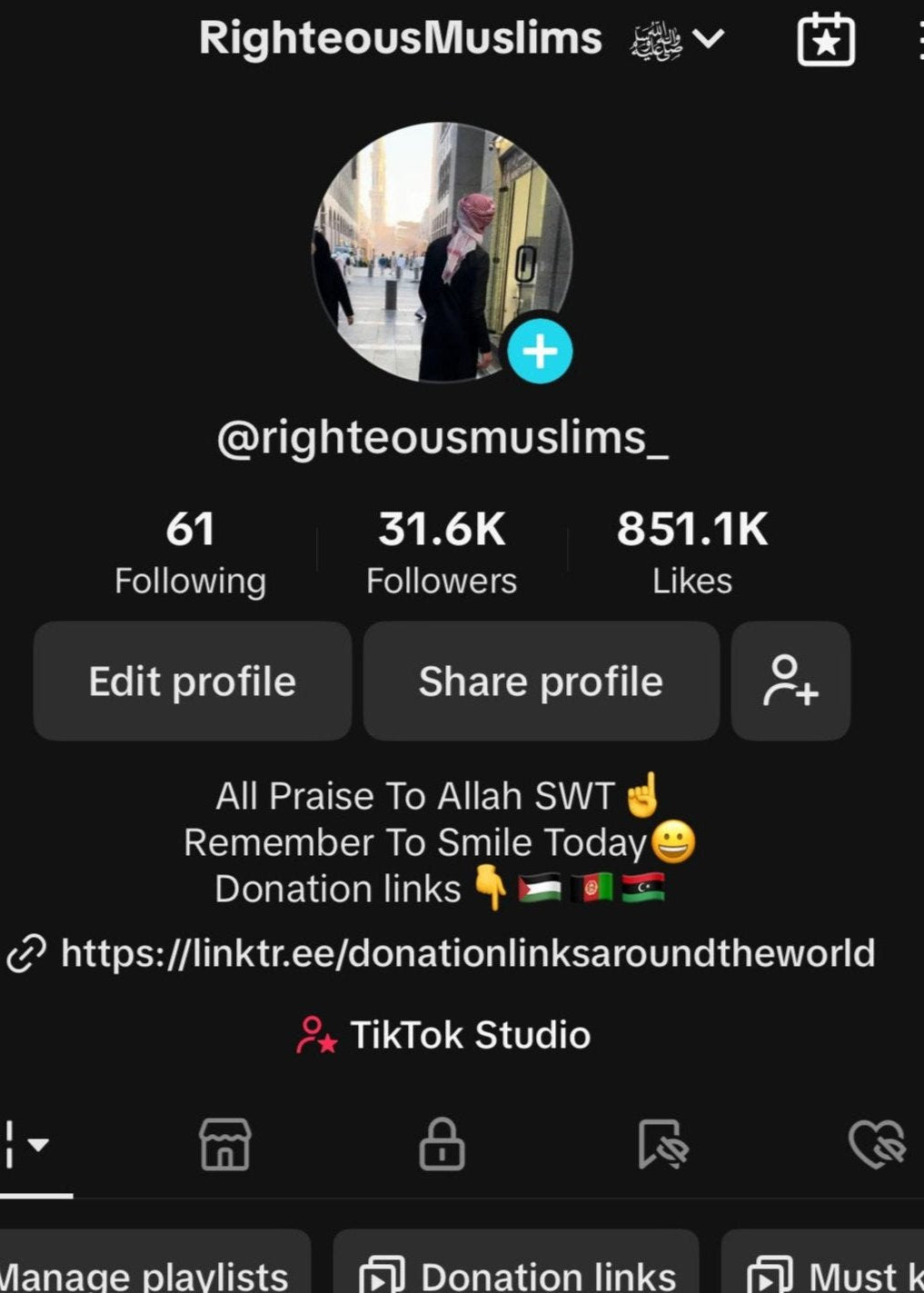 Social media profile showcasing the username and bio for engaging content