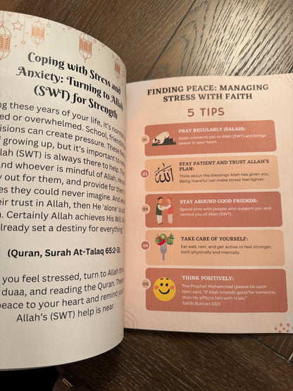 Page from the book offering insights on achieving peace and managing stress