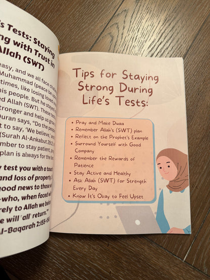 Page from the book offering tips on staying strong
